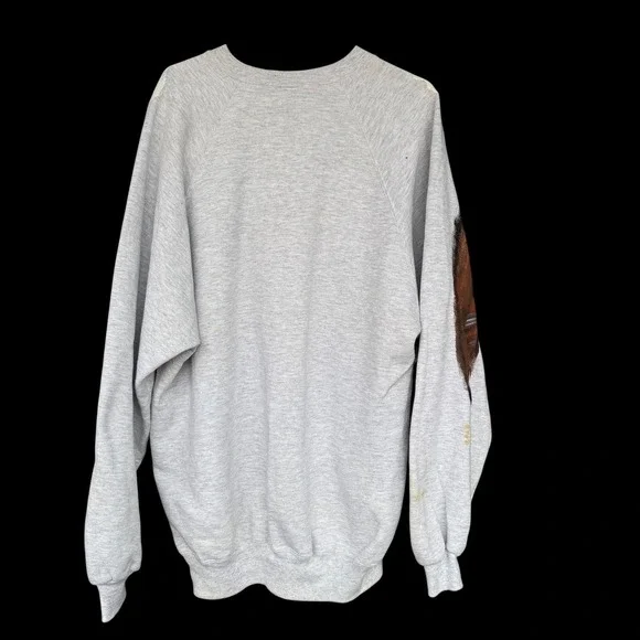 Vintage Bald Eagle Sweatshirt Mens 3XL Gray Jerzees Hand Painted USA 90s - Picture 2 of 8